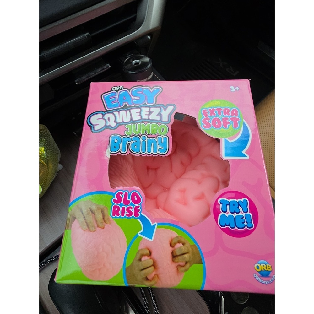 ORB Easy Sqweezy Jumbo Brainy Extra Soft Pink Squeeze Toy, Ages 3+ Years, 4-7
